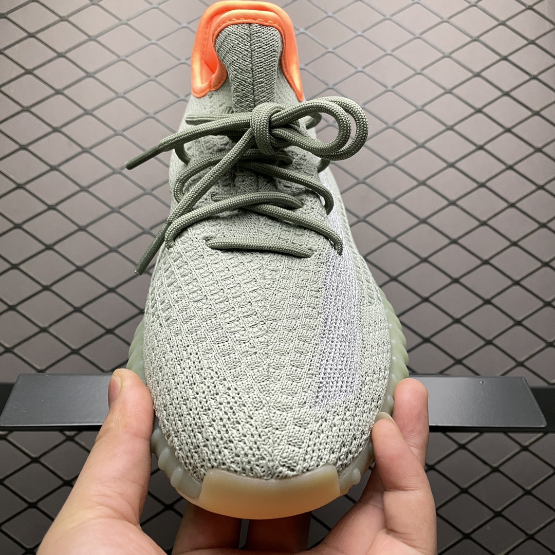 220 最顶零售性价版 AD 阿迪Yeezy 350V2  ” Desert Sage ” 灰橙 侧透满天星 侃爷椰子350 FX9035