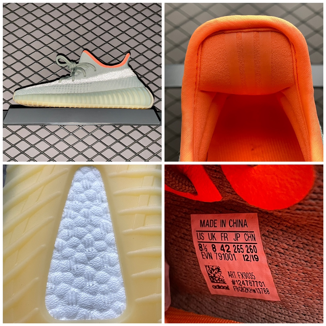 220 最顶零售性价版 AD 阿迪Yeezy 350V2  ” Desert Sage ” 灰橙 侧透满天星 侃爷椰子350 FX9035