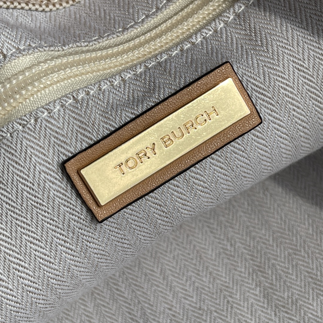 Tory Burch Ella 大号 帆布 彩色LOGO 托特包 整个LOGO全皮拼接