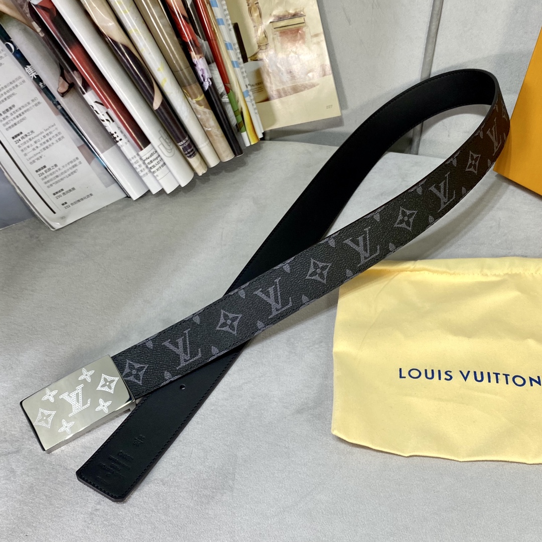 Louis Vuitton Belts Men Canvas Cowhide