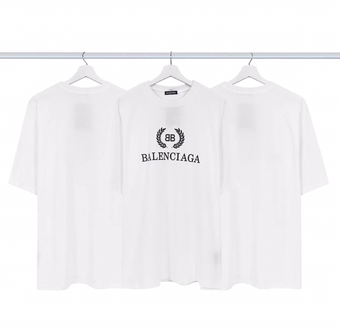 P70 Balenciaga blcg 20ss Camiseta clásica con estampado de espigas de trigo Tejido de algodón puro de doble hilo de 260…