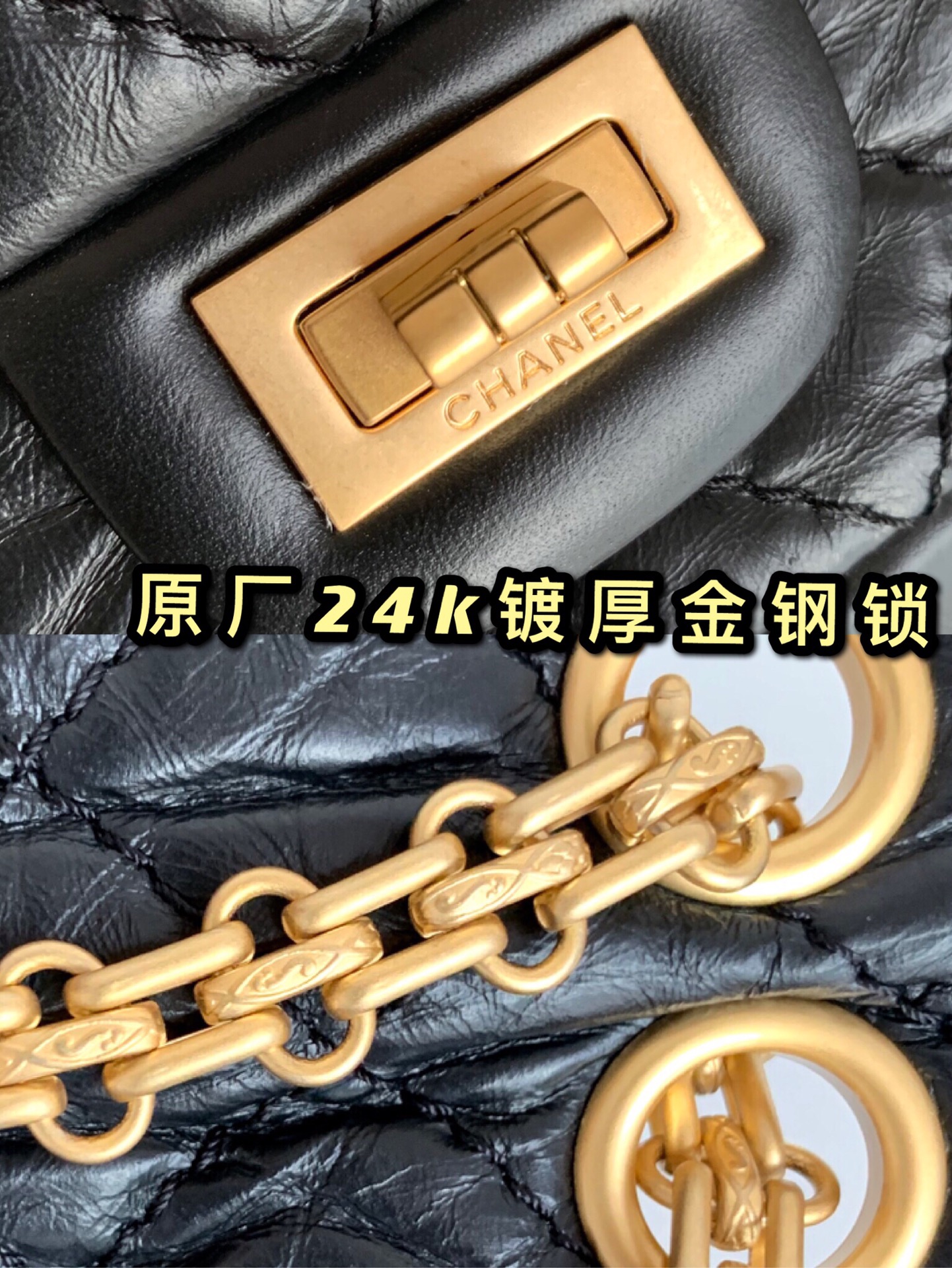Candado de acero chapado en oro grueso de 24k original de fábrica [fuerte][fuerte]