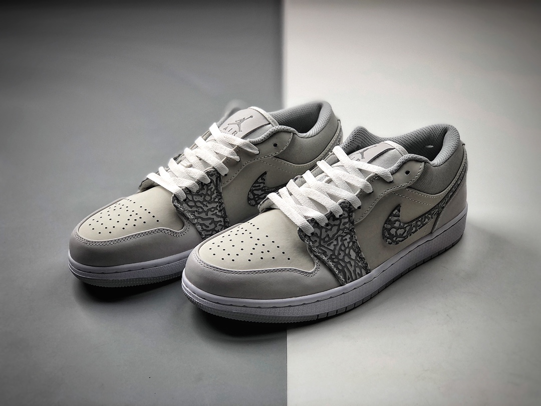 200  Air Jordan 1 Low PRM ”Elephant Print” 低帮 白灰爆裂纹 DH4269-100