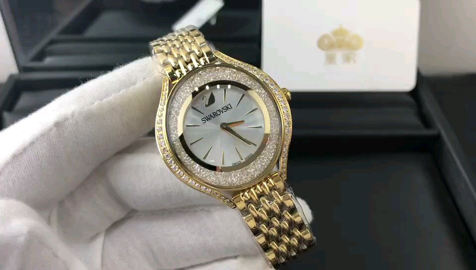 Unknown 皇家 施华洛世奇金色女表视频欣赏