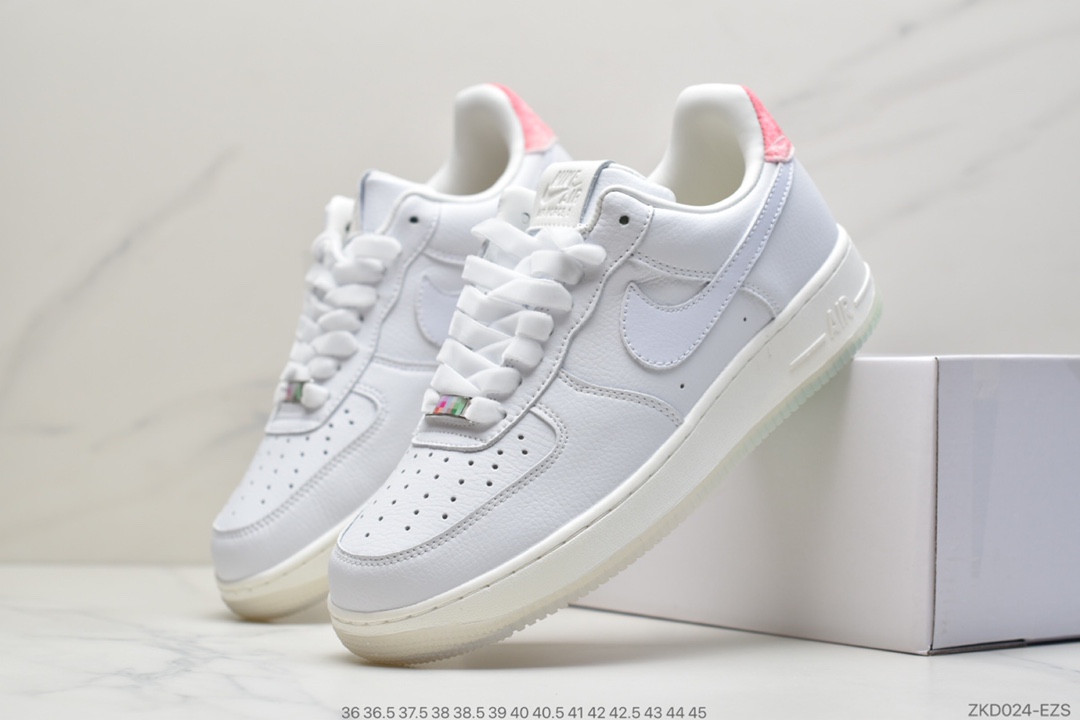 270 Nike Air Force 1’07”SNKRS Got ’Em”空军一号经典低帮百搭休闲运动板鞋“皮革白绿粉寿桃”DC3287-111