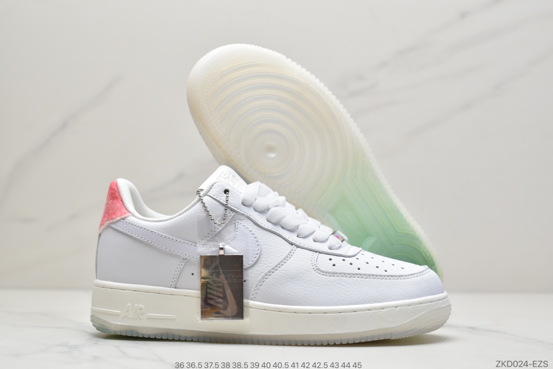 270 Nike Air Force 1’07”SNKRS Got ’Em”空军一号经典低帮百搭休闲运动板鞋“皮革白绿粉寿桃”DC3287-111