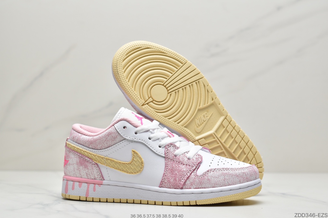 230 Air Jordan 1 Low GS“Paint Drip” 粉冰淇淋 CW7104-601-莆田鞋,莆田鞋货源,高仿鞋,高仿鞋货源,安福档口,莆田高仿鞋,莆田鞋批发,高仿鞋批发,莆田高仿运动鞋,高仿运动鞋,莆田运动鞋 230 Air Jordan 1 Low GS“Paint Drip” 粉冰淇淋 CW7104-601