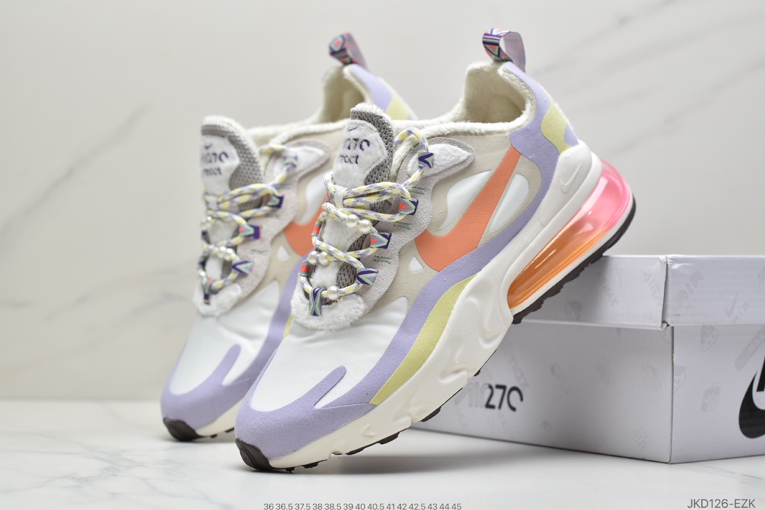 160 耐克Nike Air Max 270 React SE”Light Grey/Wood Brown”270瑞亚赛车系列后半掌气垫百搭运动慢跑鞋“浅灰木褐棕钻石绒毛”DC3277-181