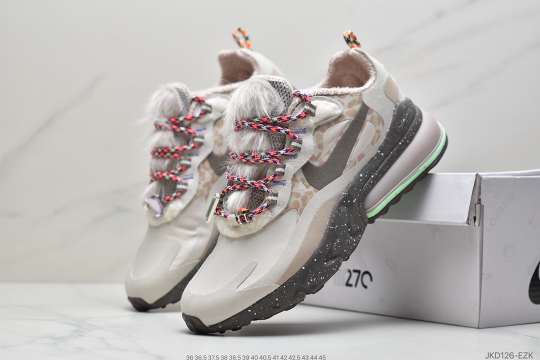 160 耐克Nike Air Max 270 React SE”Light Grey/Wood Brown”270瑞亚赛车系列后半掌气垫百搭运动慢跑鞋“浅灰木褐棕钻石绒毛”DC3277-181