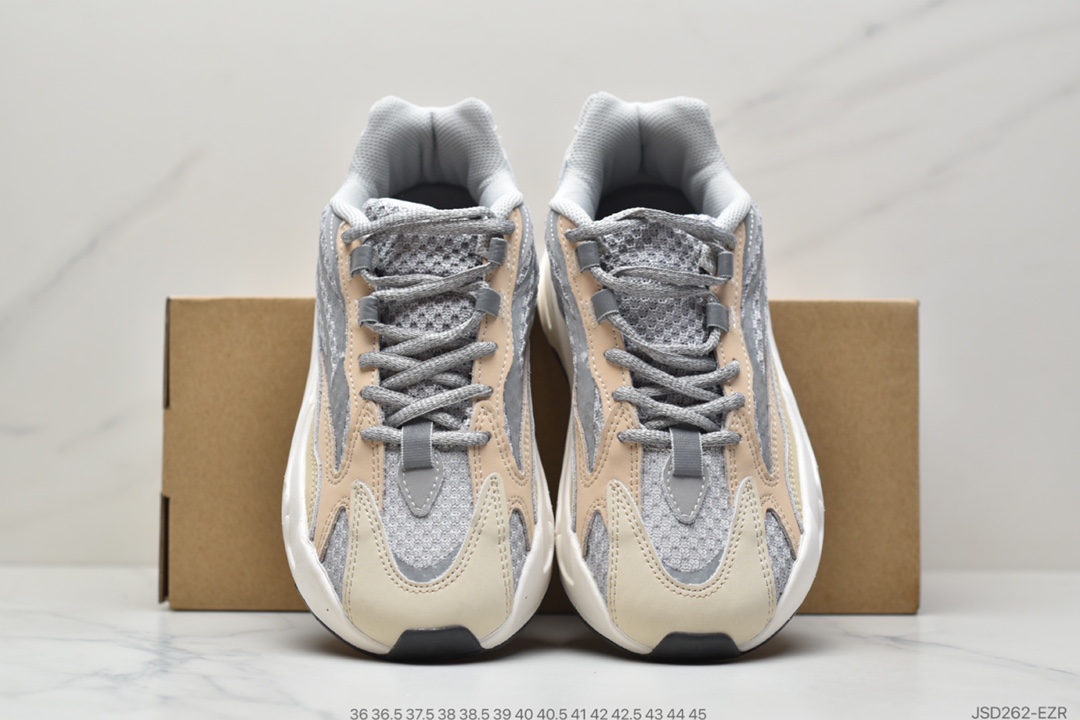 210  联乘侃爷Kanye West x Adidas Yeezy Boost 700 V2”Cream”700V2椰子系列增高姥爷风百搭休闲运动复古慢跑鞋“奶油灰白”GY7924