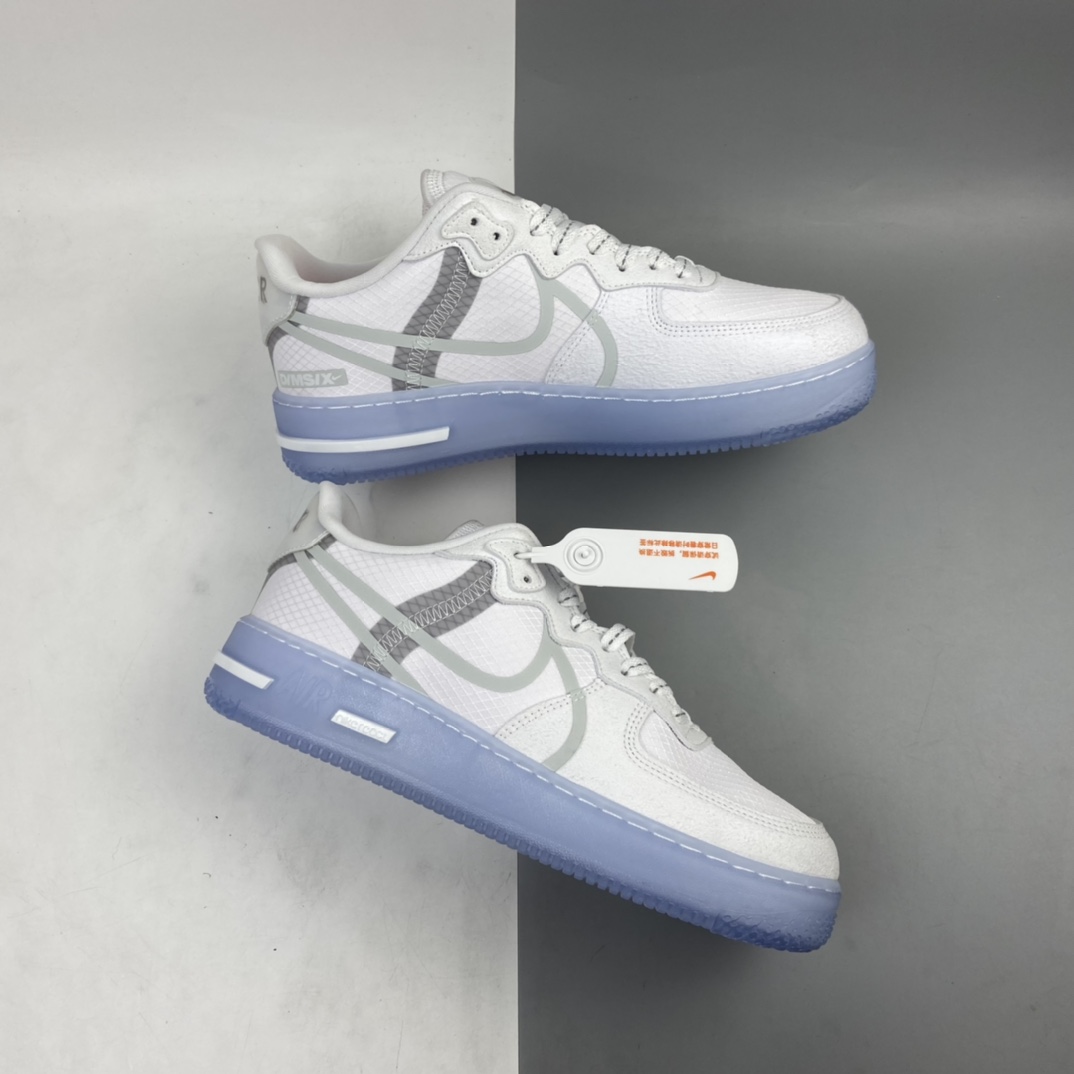 200 NK Air Force 1 React QS Light Bone 波纹 冰块 冰蓝空军一号白蓝色低帮运动休闲板鞋 CQ8879-100