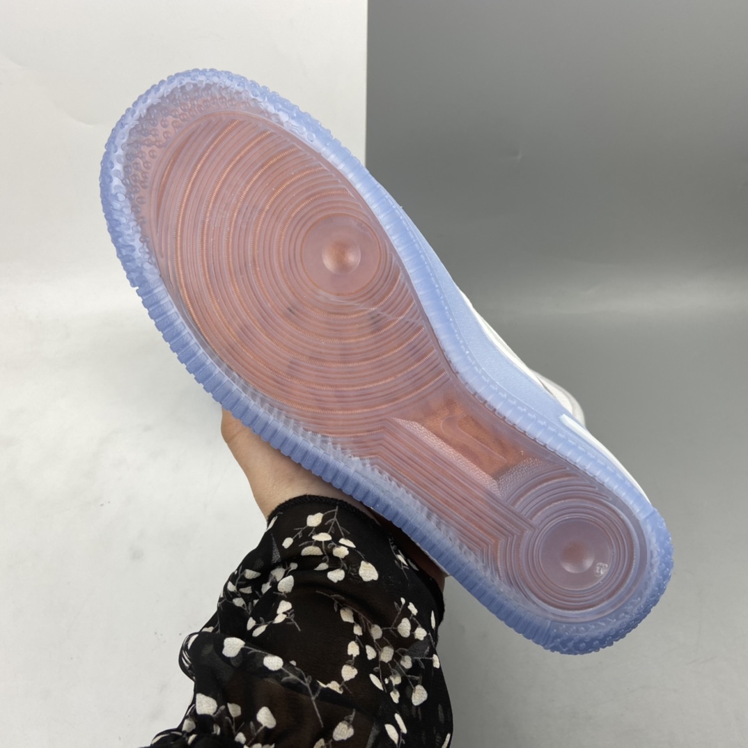 200 NK Air Force 1 React QS Light Bone 波纹 冰块 冰蓝空军一号白蓝色低帮运动休闲板鞋 CQ8879-100