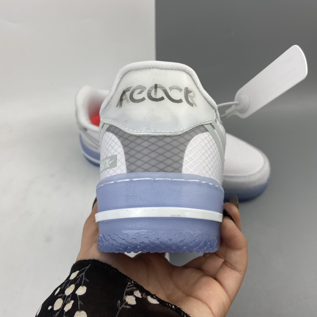 200 NK Air Force 1 React QS Light Bone 波纹 冰块 冰蓝空军一号白蓝色低帮运动休闲板鞋 CQ8879-100