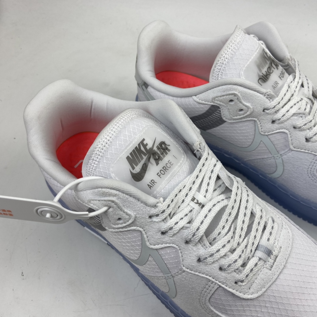 200 NK Air Force 1 React QS Light Bone 波纹 冰块 冰蓝空军一号白蓝色低帮运动休闲板鞋 CQ8879-100