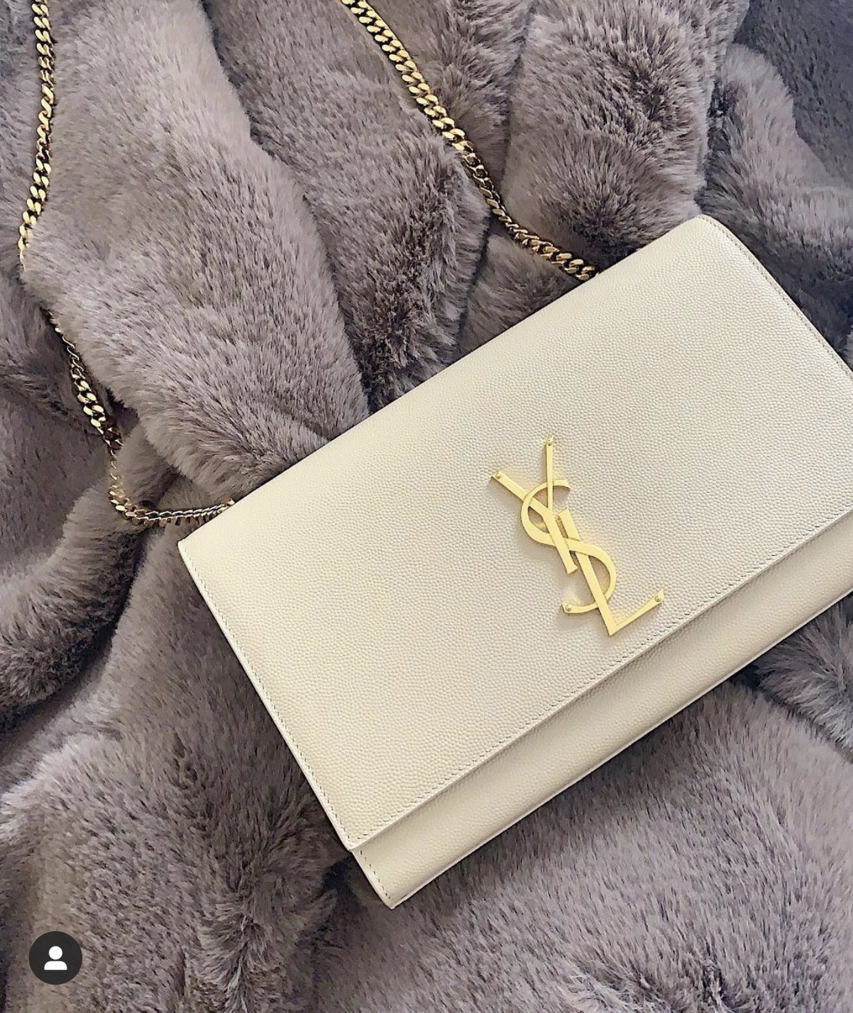 YSL 𝑲𝒂𝒕𝒆 𝟮𝟰𝒄𝒎 鱼子酱斜挎链条包 白色/金扣