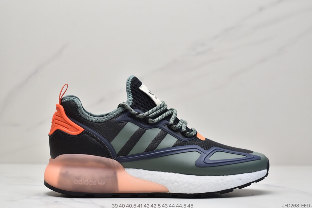180 Adidas阿迪达斯 缓震跑鞋 易烊千玺同款 Adidas Originals ZX 2K Boost 全新爆米花缓震休闲运动跑鞋 FZ3323