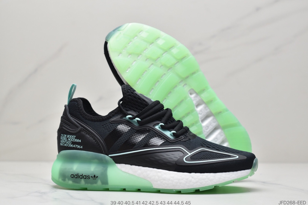180 Adidas阿迪达斯 缓震跑鞋 易烊千玺同款 Adidas Originals ZX 2K Boost 全新爆米花缓震休闲运动跑鞋 FZ3323