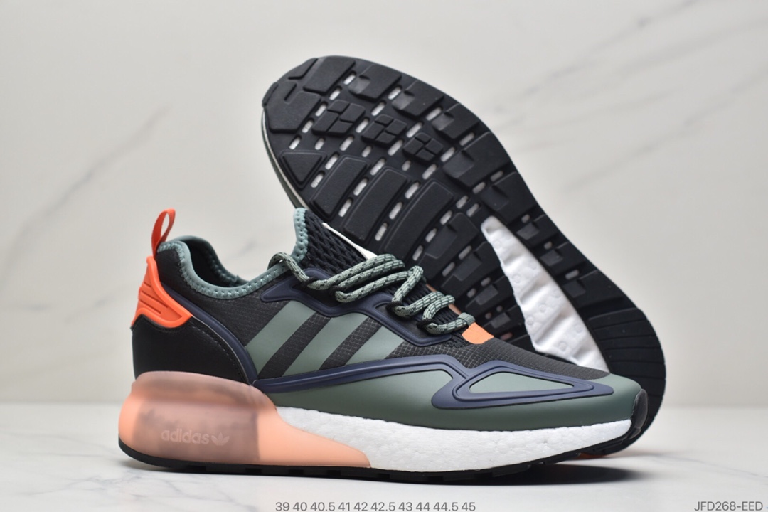 180 Adidas阿迪达斯 缓震跑鞋 易烊千玺同款 Adidas Originals ZX 2K Boost 全新爆米花缓震休闲运动跑鞋 FZ3323