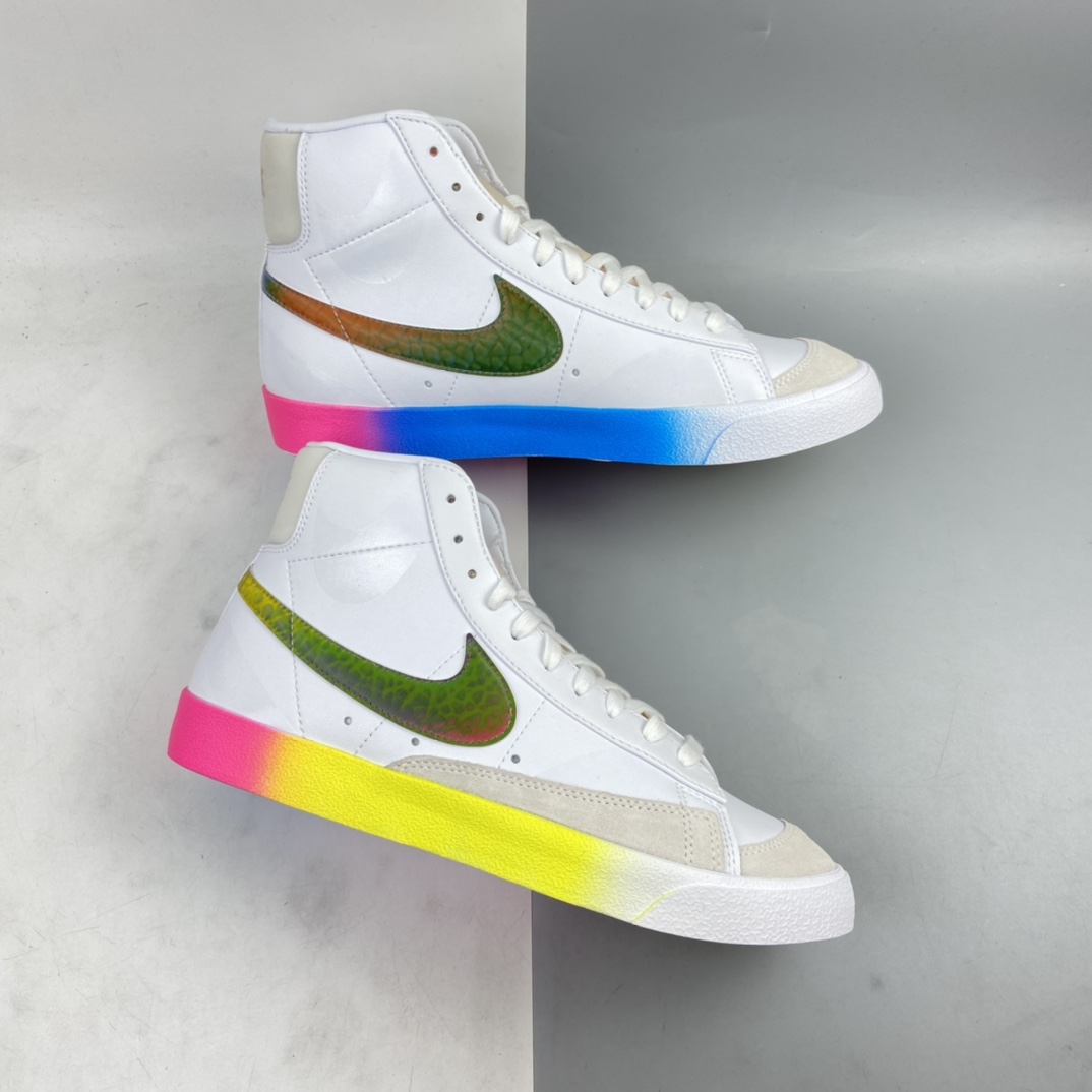 200 Nike Blazer Mid’77 Vntg Suede Mix 复刻经典皮面彩虹色高帮开拓者 CZ8653-136