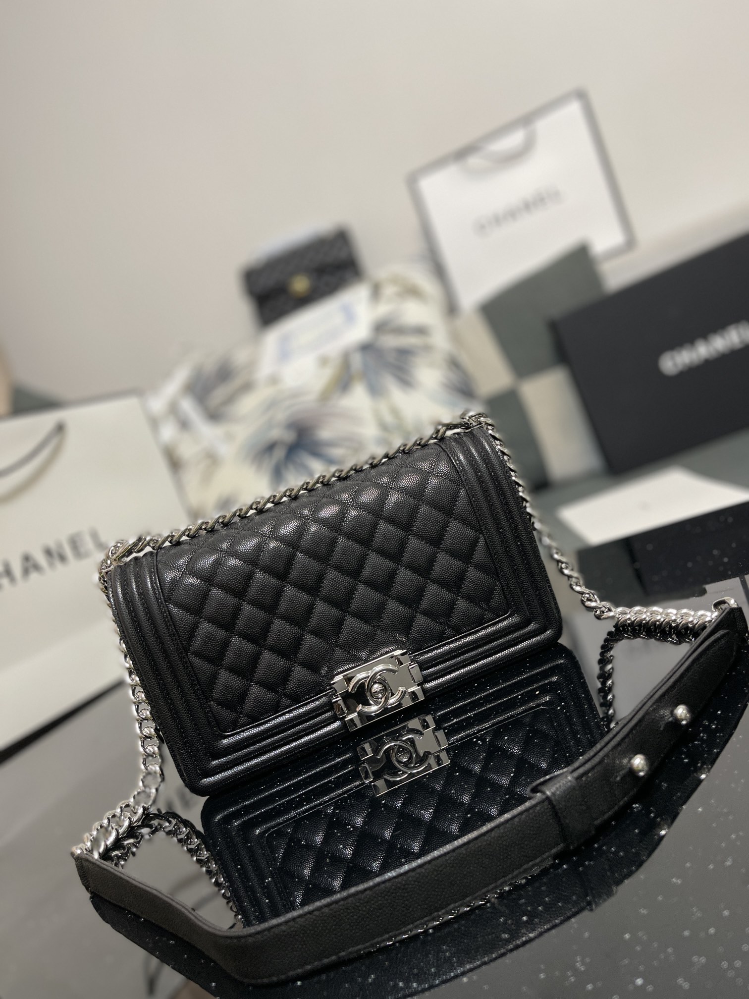 Chanel Le Boy Flap Bag, 9.8 Inches, Quilted Leather with Ruthenium Hardware 2 i1617085871 7556 0
