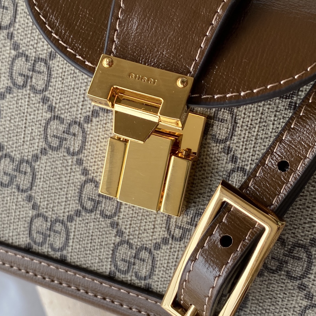 Gucci GG Supreme Canvas Square Handbag with Retro Travel Inspiration, Male Bag?