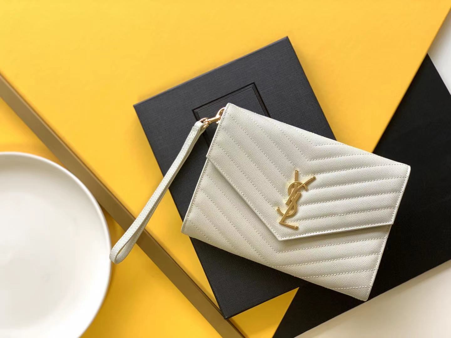 Caviar Envelope Clutch Wristlet Striped Embossed
