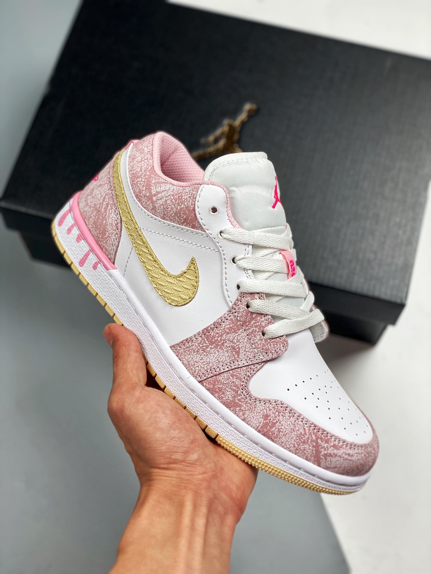 Air Jordan 1 Low Pink Ice Cream versión correcta producto de nivel original rechaza suela pública forma de zapato tridi…