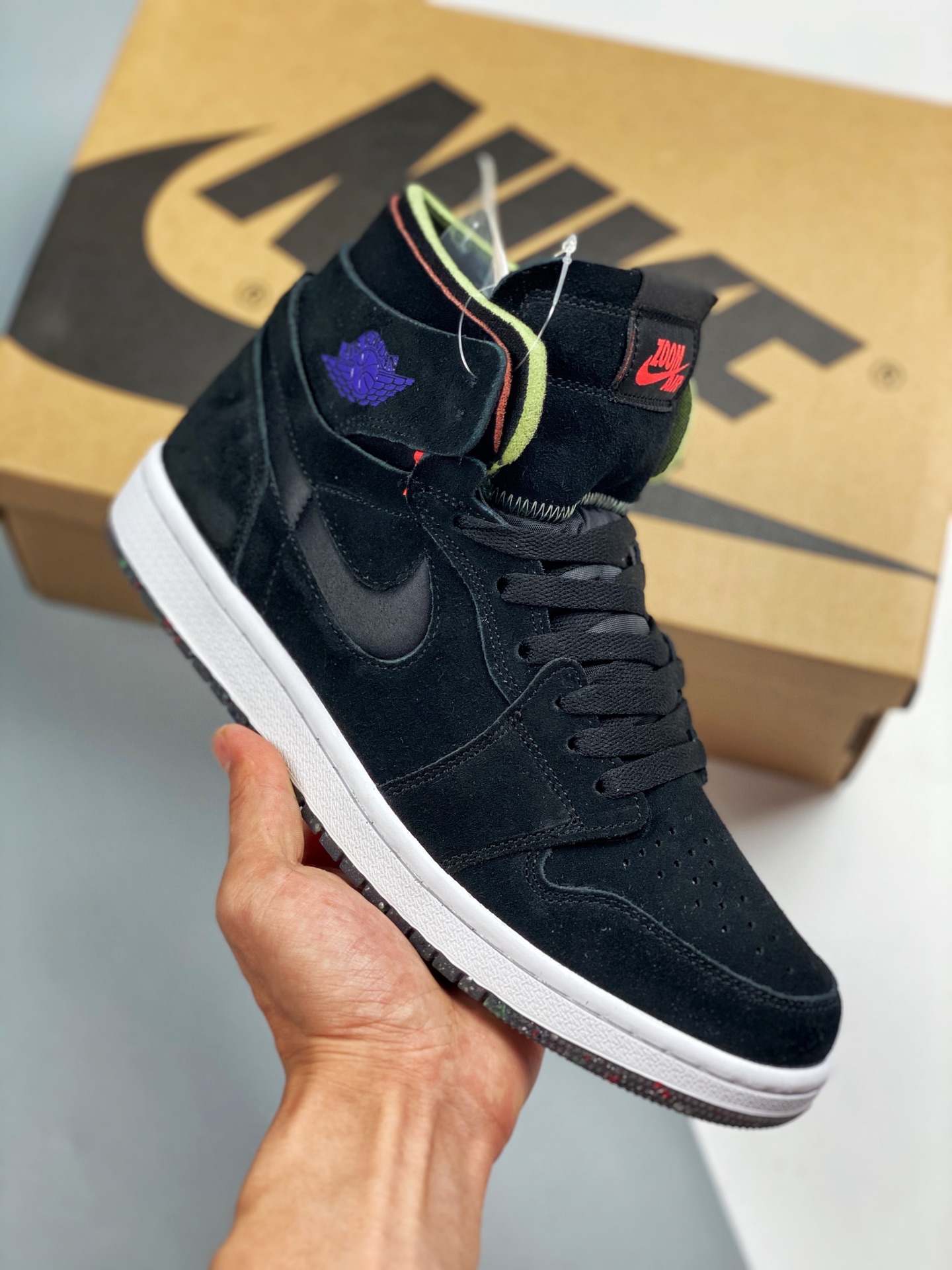 Air Jordan 1 High Zoom CMFT negro y púrpura, fotos reales lanzamiento exclusivo, mismo origen de la empresa, material r…