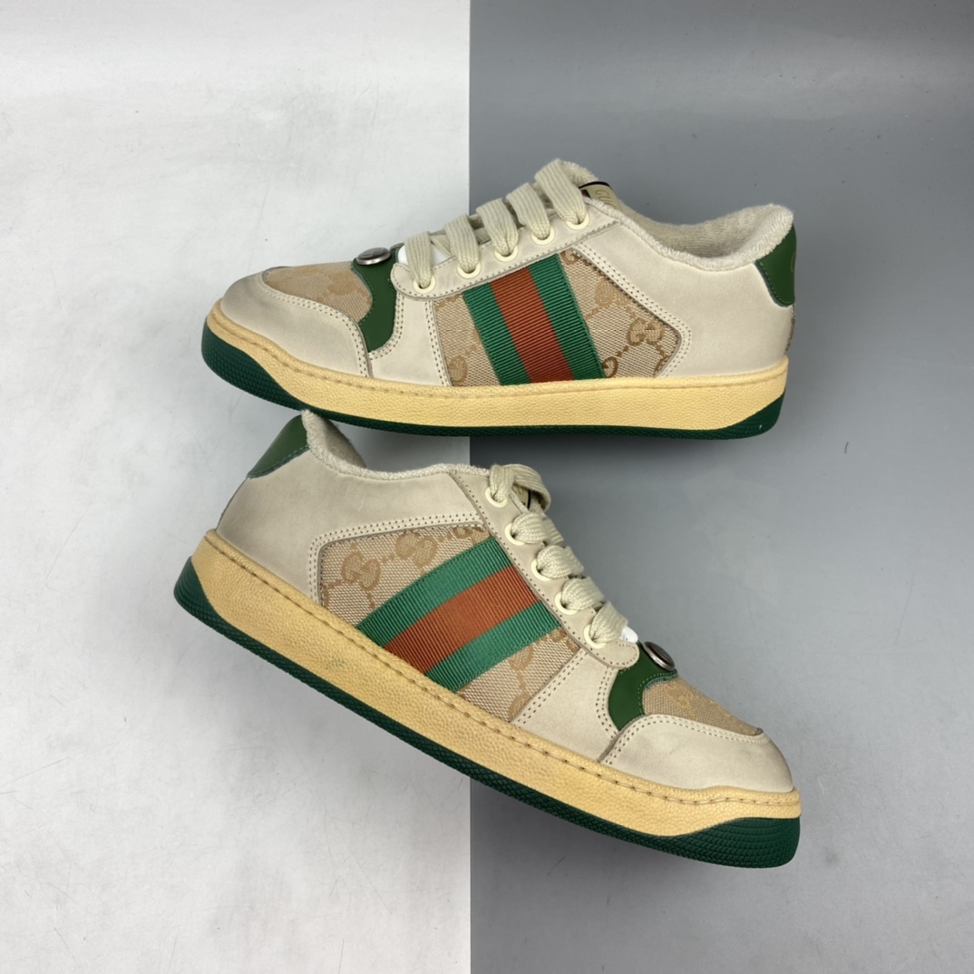 280 Gucci古驰小脏鞋系列Distressed Screener sneaker 经典原型复古百搭做旧小脏板鞋