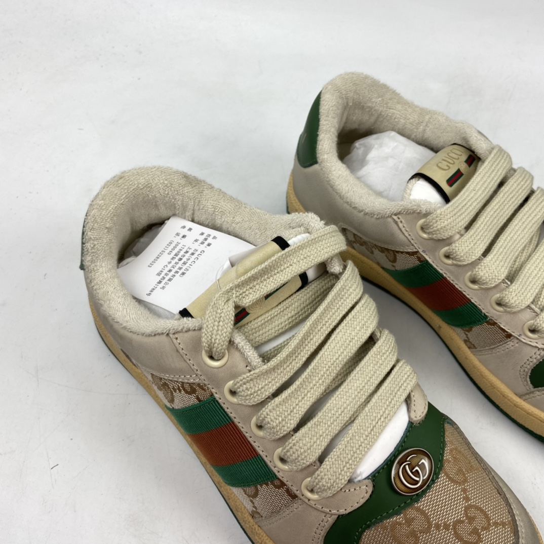 280 Gucci古驰小脏鞋系列Distressed Screener sneaker 经典原型复古百搭做旧小脏板鞋