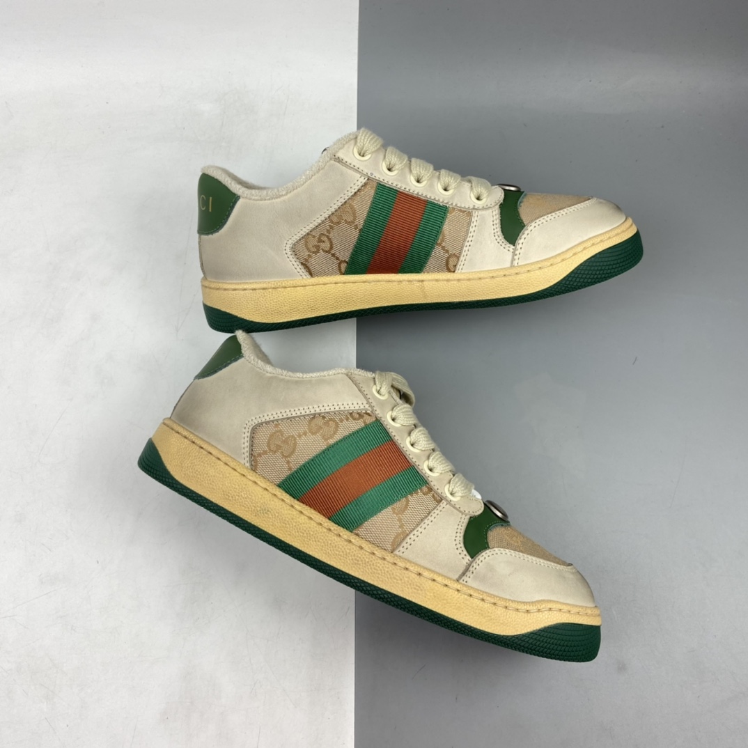 280 Gucci古驰小脏鞋系列Distressed Screener sneaker 经典原型复古百搭做旧小脏板鞋