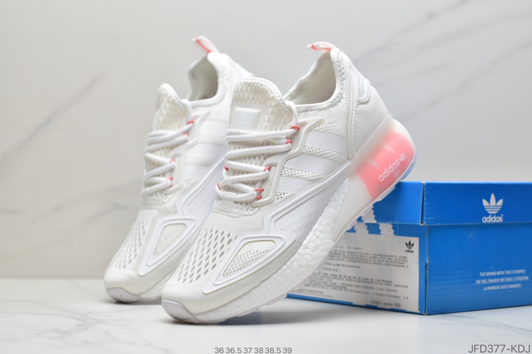 180 Adidas阿迪达斯 缓震跑鞋 易烊千玺同款 Adidas Originals ZX 2K Boost 全新爆米花缓震休闲运动跑鞋FZ3323