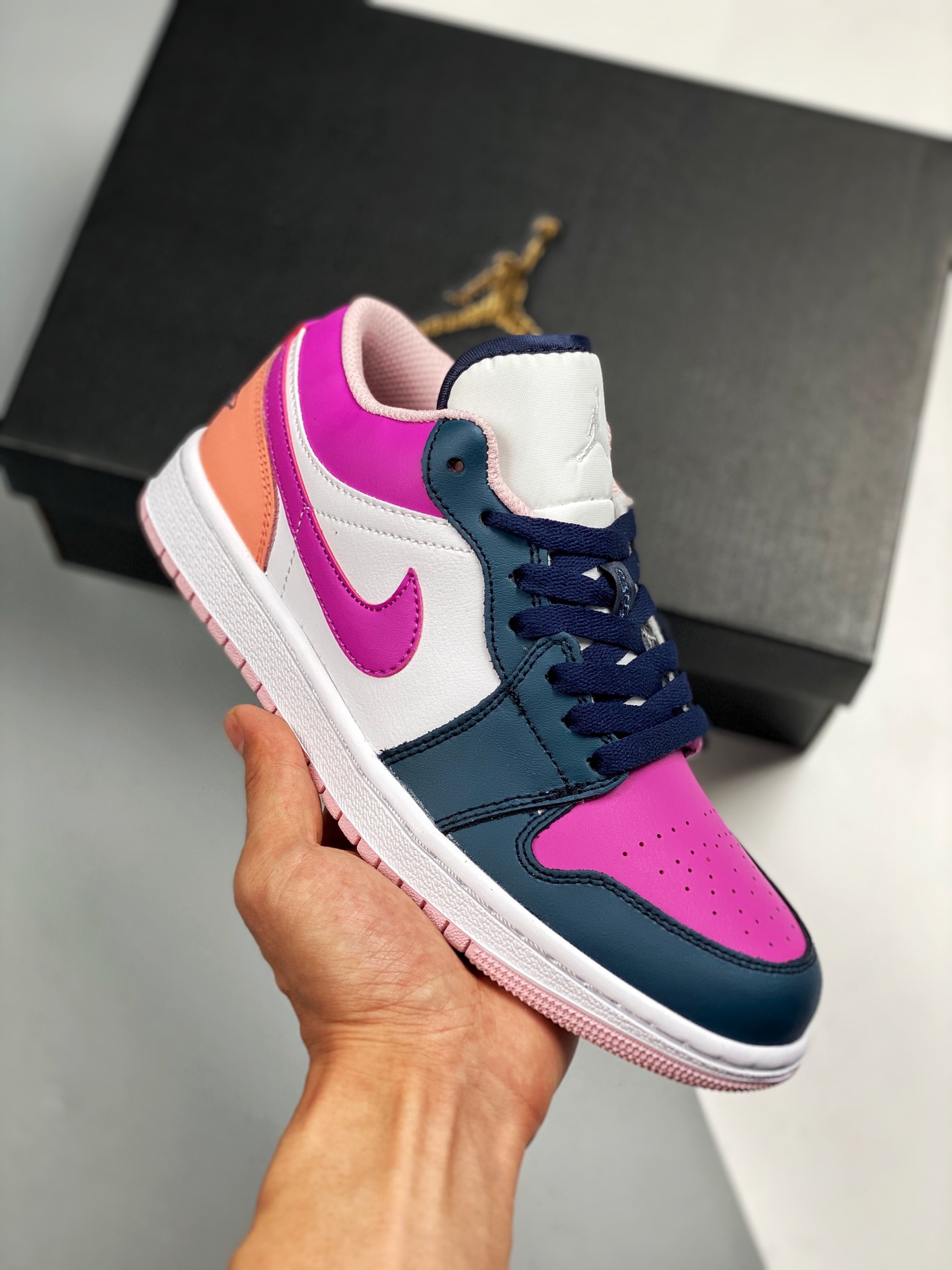 Air Jordan 1 Low rosa y púrpura, color oficial sincronizado, producto de nivel original, zapato original de la empresa …