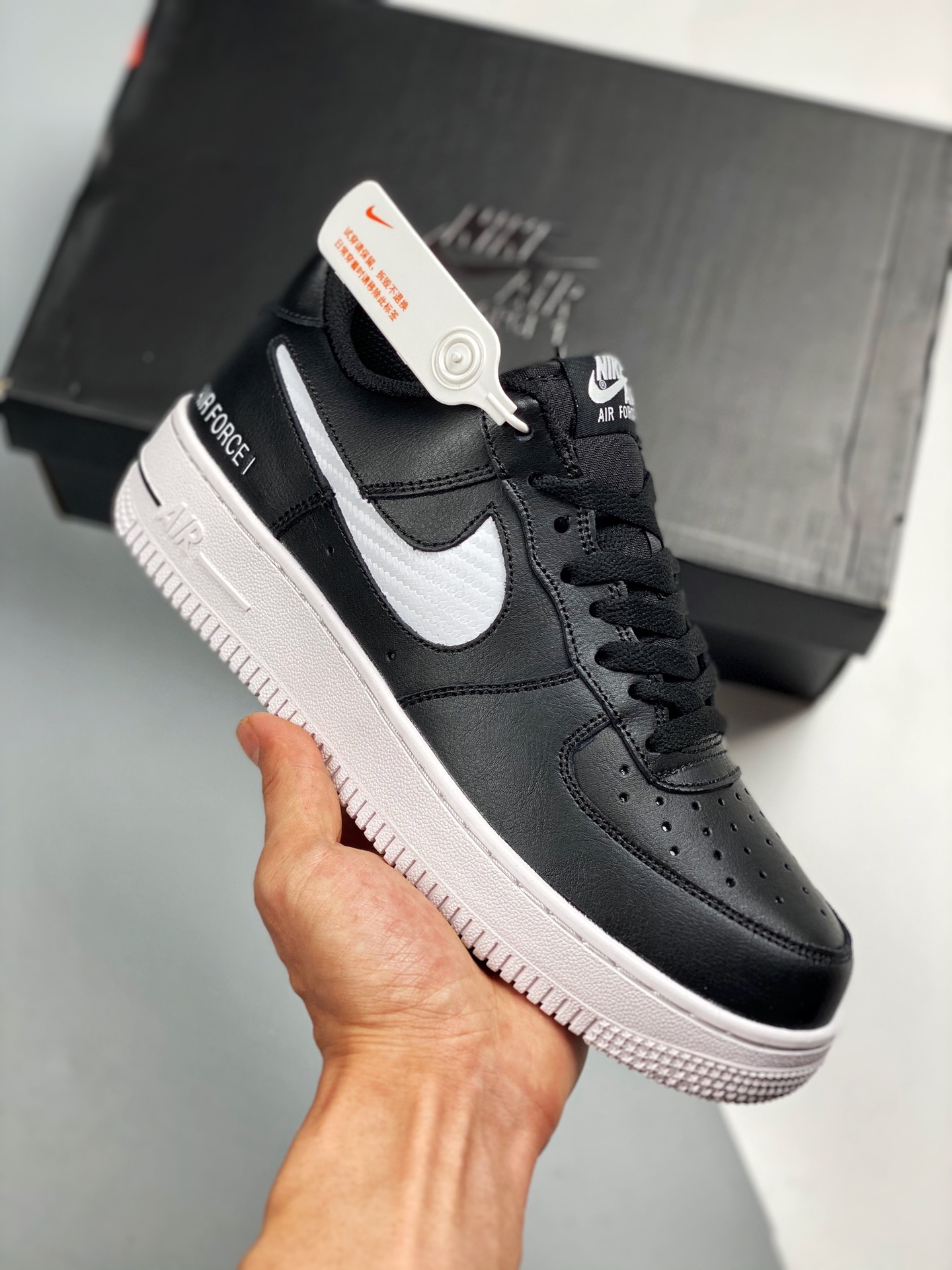 Air Force 1 '07 blanco y negro, horma original y cartón original, estilo auténtico de Air Force, enfocado en el canal d…