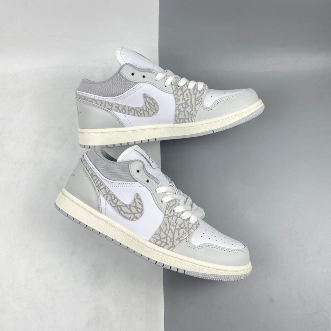 200 Air Jordan 1 Low Prm ”Elephant Print” AJ1 乔1低帮 白灰爆裂纹 DH4269-100