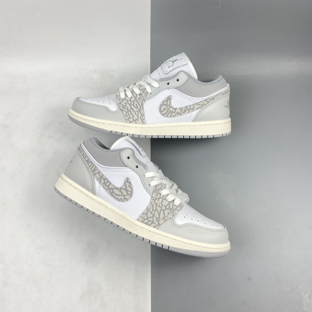 200 Air Jordan 1 Low Prm ”Elephant Print” AJ1 乔1低帮 白灰爆裂纹 DH4269-100