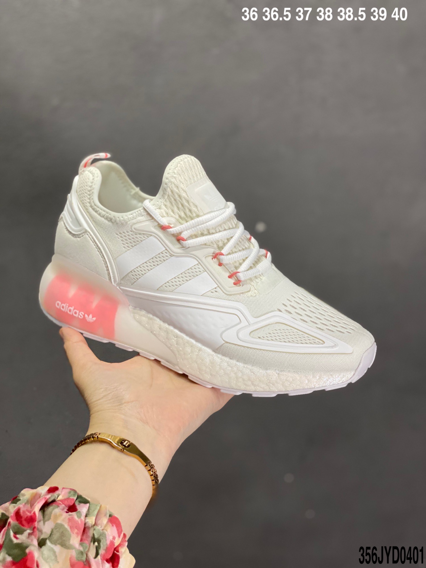 170真爆Adidas阿迪达斯 缓震跑鞋 易烊千玺同款 Adidas Originals ZX 2K Boost 全新爆米花缓震休闲运动跑鞋FZ3323