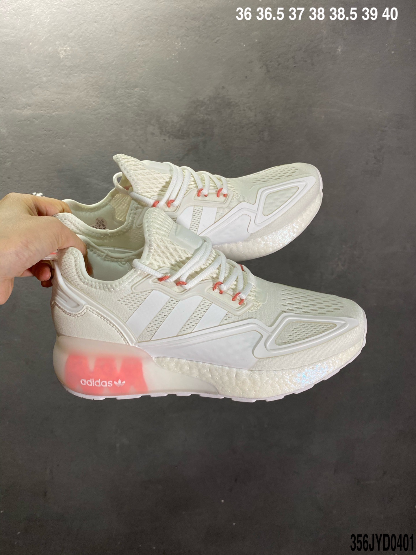 170真爆Adidas阿迪达斯 缓震跑鞋 易烊千玺同款 Adidas Originals ZX 2K Boost 全新爆米花缓震休闲运动跑鞋FZ3323