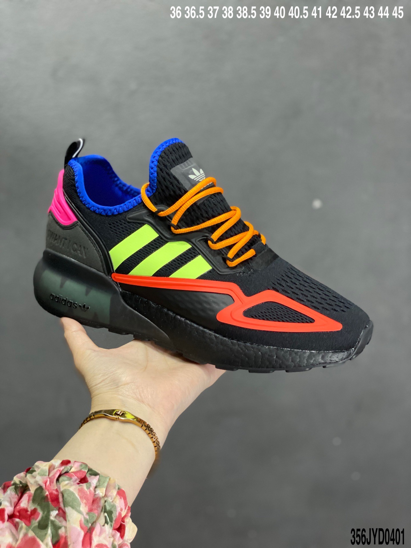 170真爆Adidas阿迪达斯 缓震跑鞋 易烊千玺同款 Adidas Originals ZX 2K Boost 全新爆米花缓震休闲运动跑鞋FZ3323