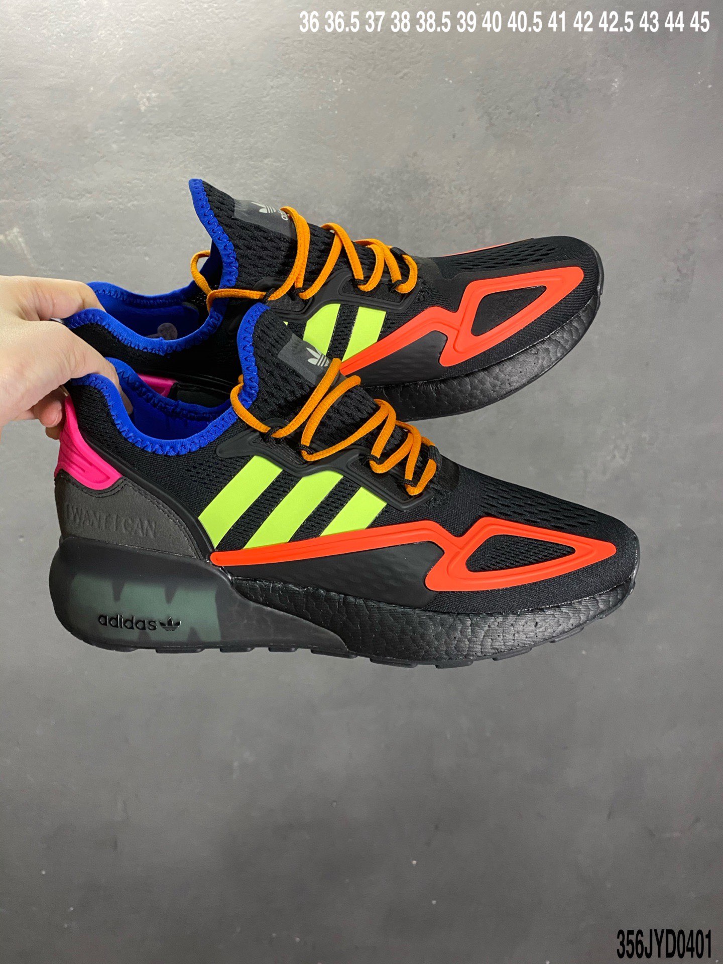 170真爆Adidas阿迪达斯 缓震跑鞋 易烊千玺同款 Adidas Originals ZX 2K Boost 全新爆米花缓震休闲运动跑鞋FZ3323