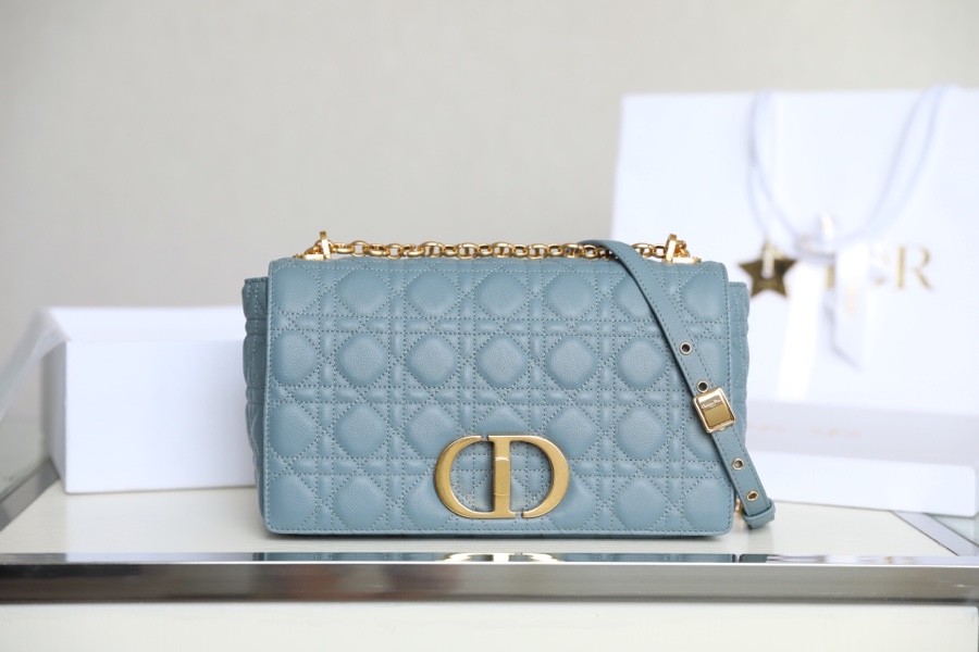 Dior Caro Knockoff
 Bags Handbags Blue Gold Sky Embroidery Vintage Cowhide