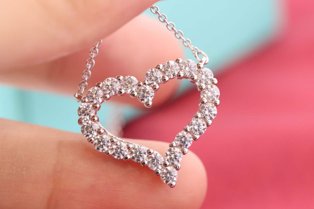 Tiffany & Co. Tiffany&Co 大号满钻爱心 锁骨项链