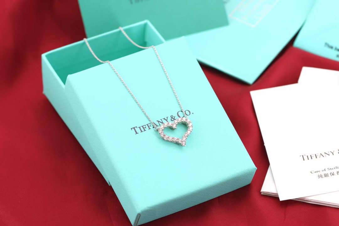 Tiffany & Co. Tiffany&Co 大号满钻爱心 锁骨项链