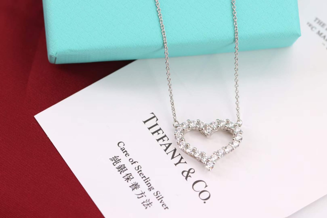 Tiffany & Co. Tiffany&Co 大号满钻爱心 锁骨项链
