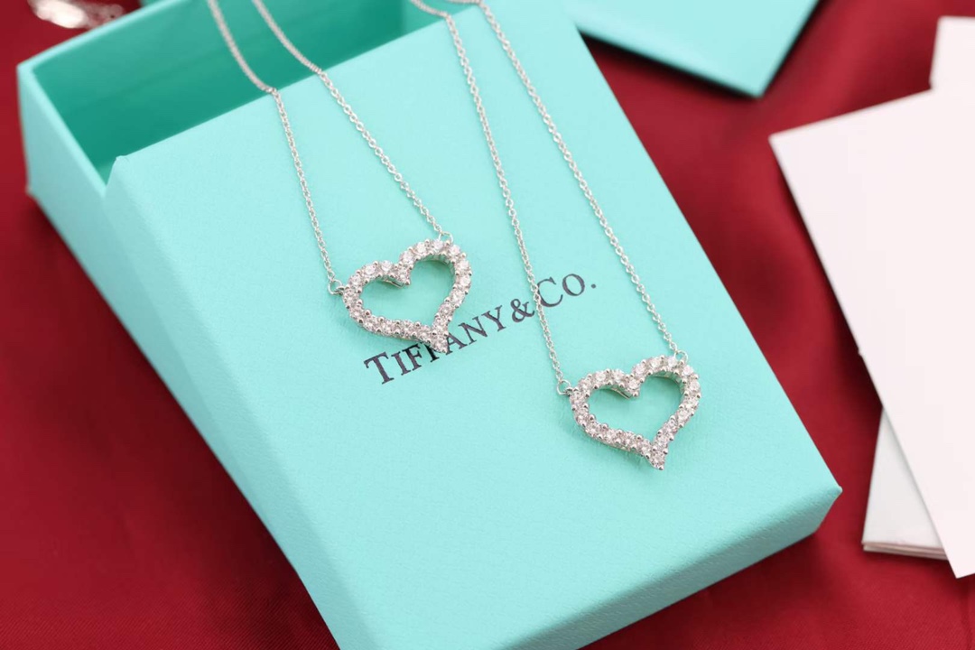 Tiffany & Co. Tiffany&Co 大号满钻爱心 锁骨项链