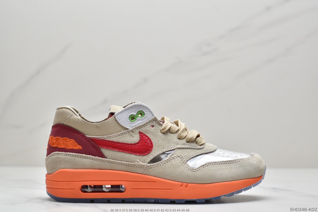 400 CLOT x Nike Air Max 1”K.O.D.”初代复古气垫百搭休闲运动慢跑鞋“死亡之吻2021复刻版”  DD1870-100