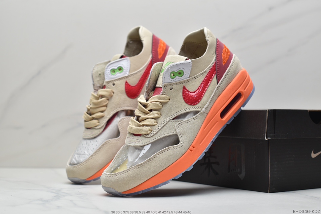 400 CLOT x Nike Air Max 1”K.O.D.”初代复古气垫百搭休闲运动慢跑鞋“死亡之吻2021复刻版”  DD1870-100