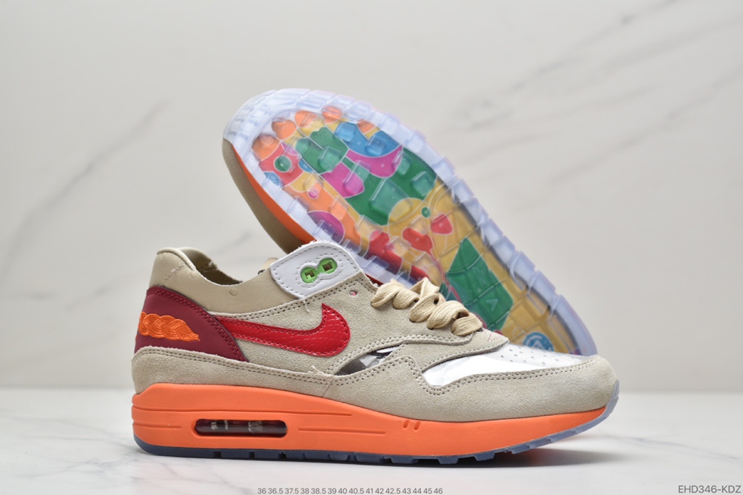 400 CLOT x Nike Air Max 1”K.O.D.”初代复古气垫百搭休闲运动慢跑鞋“死亡之吻2021复刻版”  DD1870-100