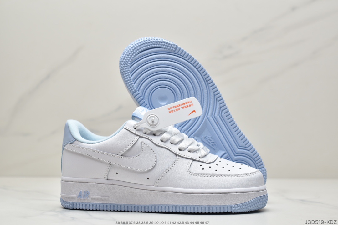 180 耐克Nike WMNS Air Force 1 Low空军一号经典低帮百搭休闲运动板鞋“皮革白蓝” CD6915-103