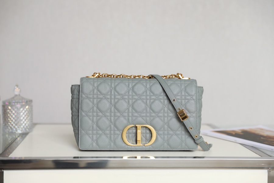 Outlet 1:1 Replica
 Dior Caro Bags Handbags Gold Grey Embroidery Vintage Cowhide